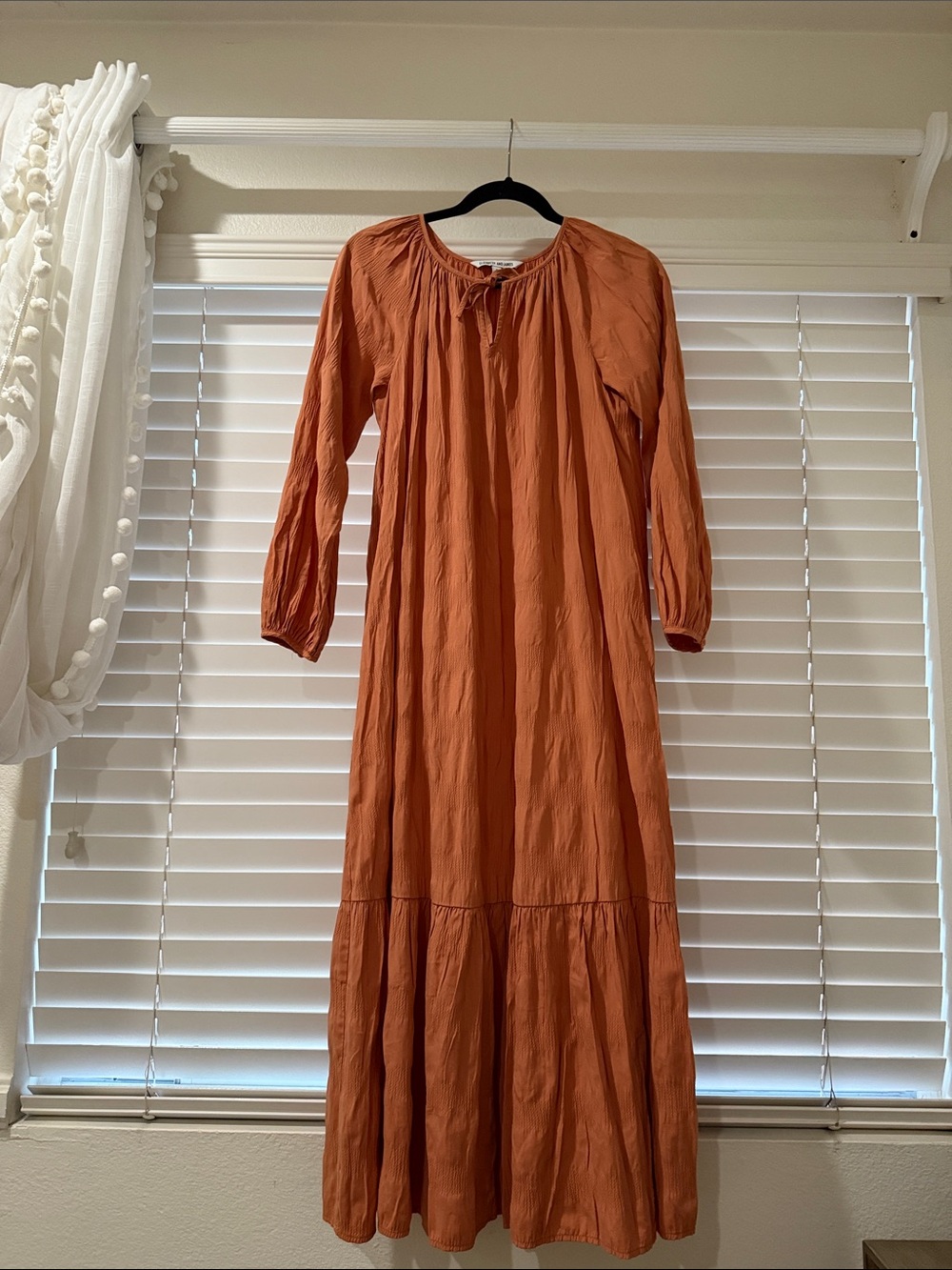 Elizabeth and James Rust Orange Long Sleeve Maxi Dress